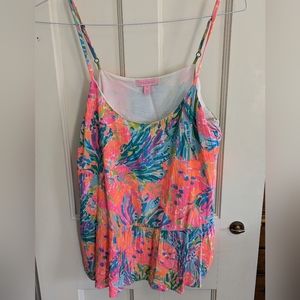 Lilly Pulitzer Abena Top (Fan Sea Pants Print)